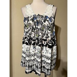 Olive Hill Floral Sleeveless A-line Floral Silky Blouse Size Small